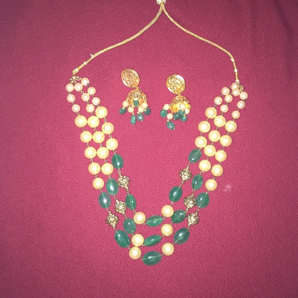 Pearl and emerald necklace - Picture 4 of 4